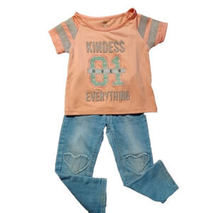 CAT AND JACK JEANS, PINK VELVET TOP, 2T